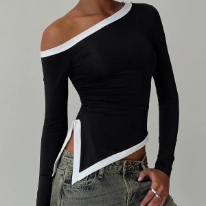 Fake Smile Long Sleeve Top Black