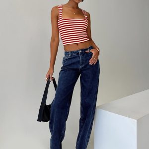 Britta Mid Rise Tapered Leg Jeans Dark Wash