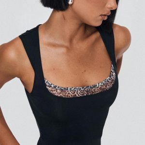 Xandi Top Black Leopard