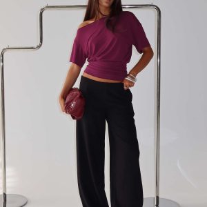 Khane Low Rise Wide Leg Pant Black