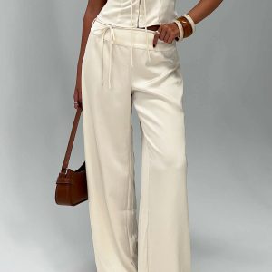 Aubrette Satin Tie Pants Cream