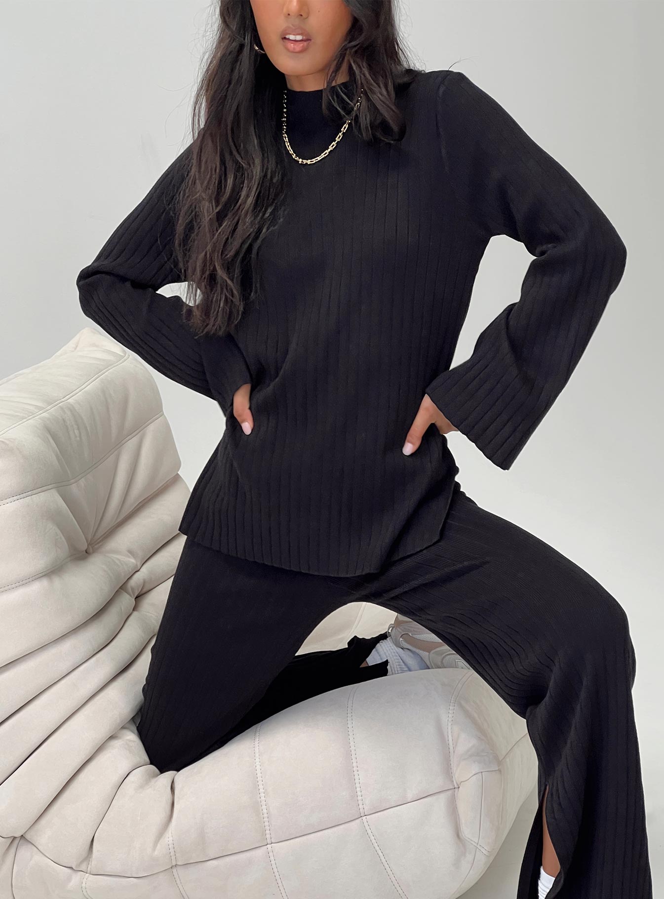 Allen Ribbed Sweater Black - Image 6