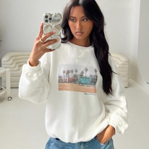 Cali Beach Crew Neck Sweatshirt White