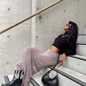 Harriette Maxi Skirt Slate Grey