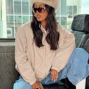 Telford Zip Up Coaches Jacket Beige