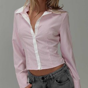 Lyndel Long Sleeve Top Pink Stripe