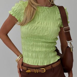 Romelle Shirred Top Lime