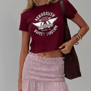 Real Love Baby Shirred Mini Skirt Red White Check