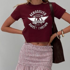 Aerosmith Vintage Graphic Top Burgundy