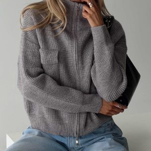 Too Busy Zip Up Sweater Grey