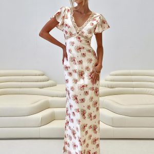 Miraselle Maxi Dress Cream Floral