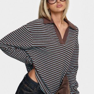 Rigbys Collared Jumper Brown / Blue Stripe