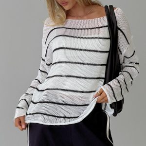 Alperton Knit Sweater Cream Stripe