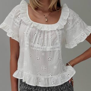 Teigen Broiderie Top White