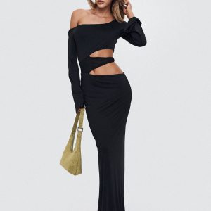 Kazimier Long Sleeve Maxi Dress Black