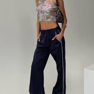 Travalta Satin Track Pant Navy