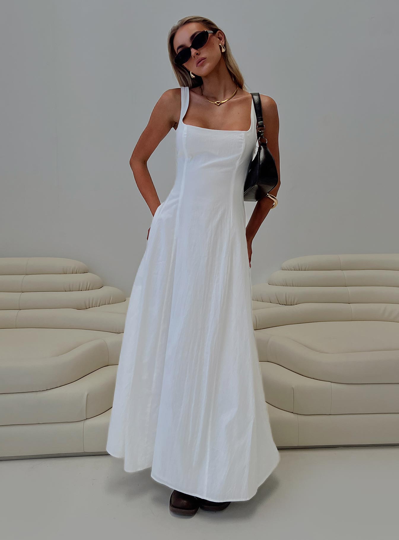 You Can Maxi Dress White Petite