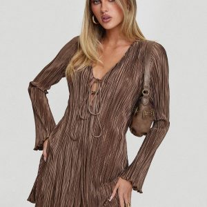 Malop Long Sleeve Mini Dress Chocolate