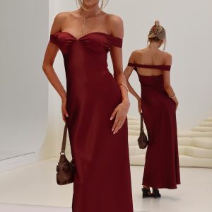 Heartthrobs Off The Shoulder Maxi Dress Red