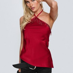 Rhody Bead Detail Arrowneck Top Wine