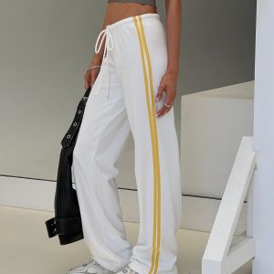 Elation Low Rise Straight Leg Track Pant White