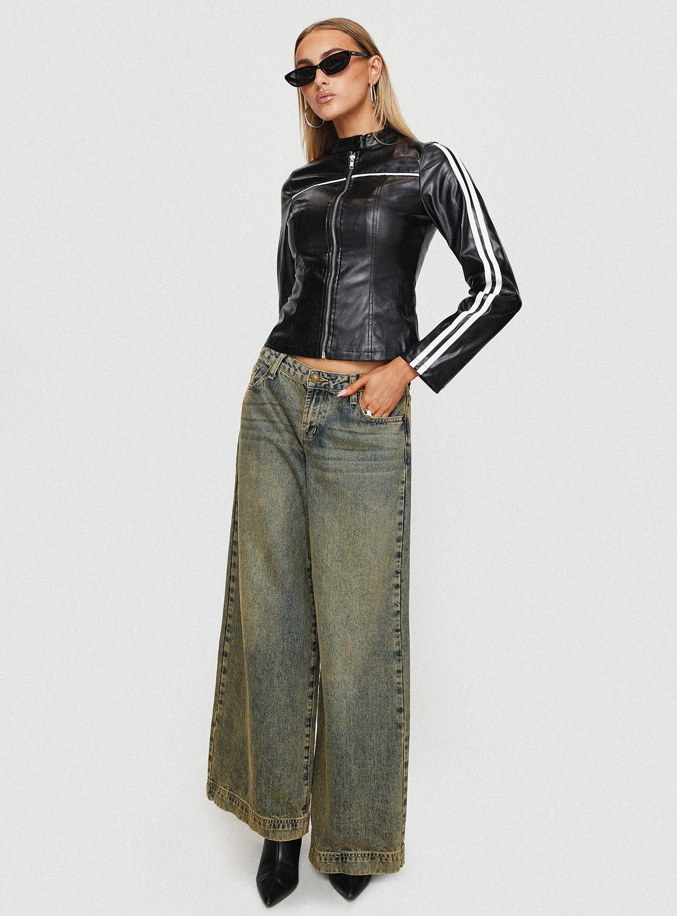 Lowgan Faux Leather Jacket Black - Image 9