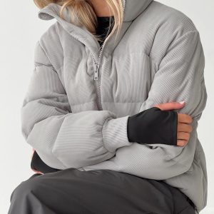 Darrow Ribbed Puffer Jacket Grey