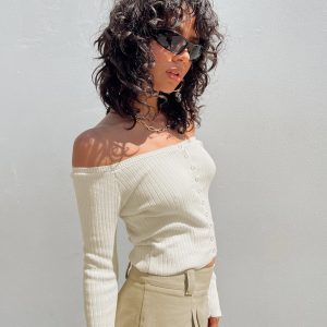 Myco Off Shoulder Top Ivory