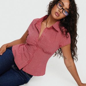 Cottesloe Blouse Top Red Check