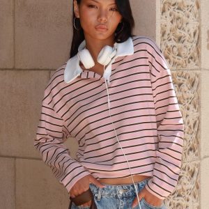 High Regard Collared Jersey Pink Stripe