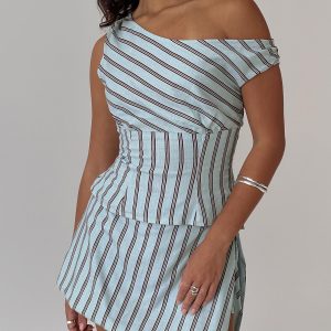 Gulliver Tie Side Mini Skort Blue / Maroon Stripe