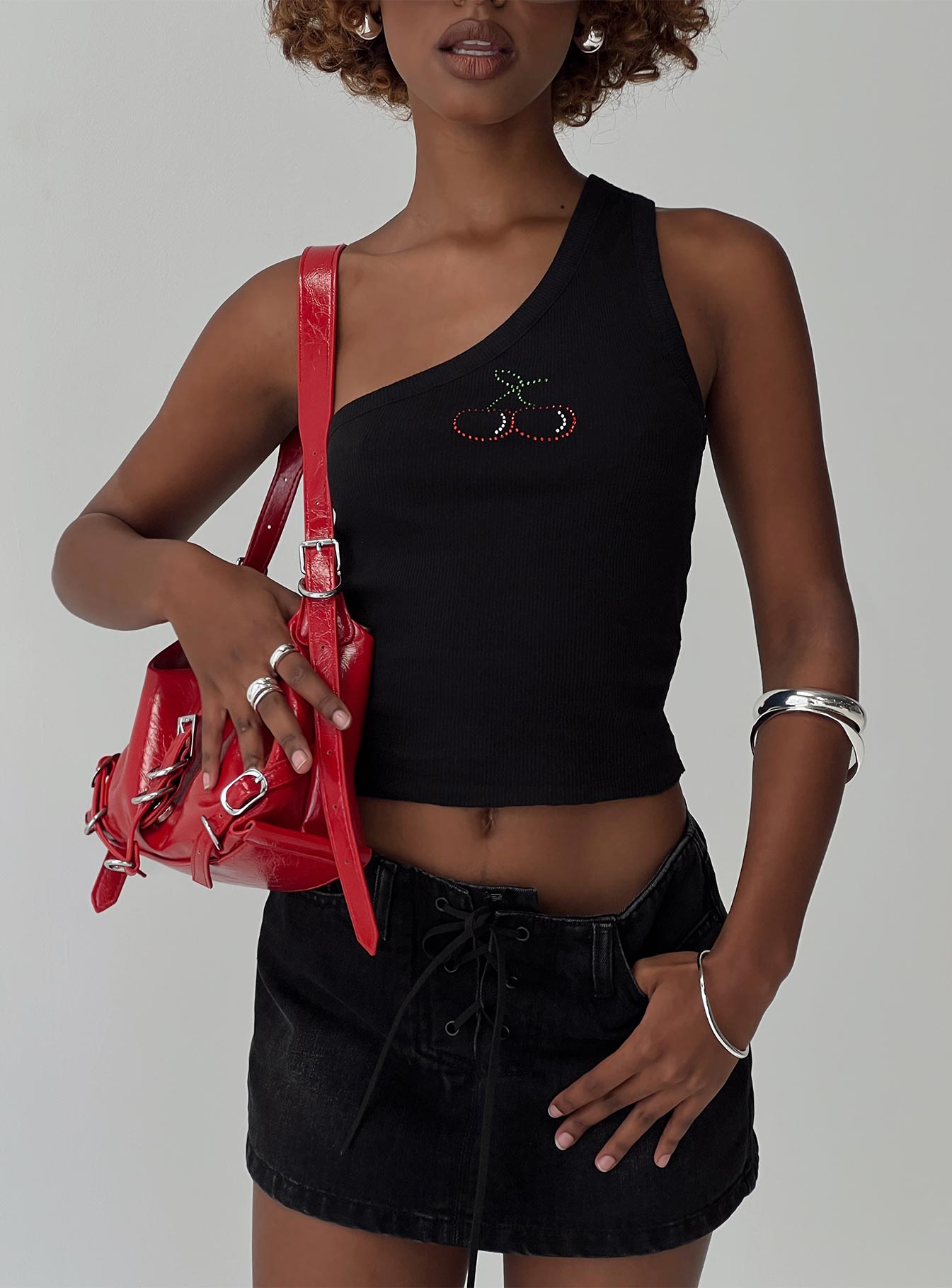 Jase One Shoulder Top Black - Image 3