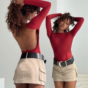 Gatewood Long Sleeve Bodysuit Burgundy