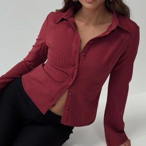 Anni Pinstripe Shirt Red