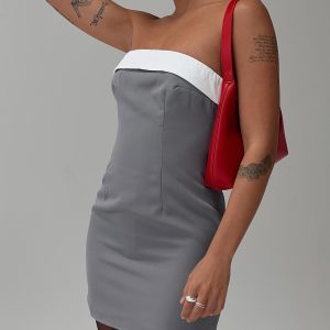 Tein Strapless Mini Dress Grey / White