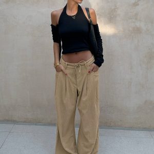 Slouched Tie Up Pant Latte