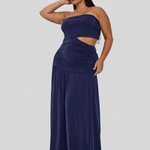 Grandeur Strapless Maxi Dress Navy Curve