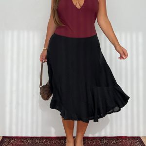 With Kindness Midi Skirt Black Curve