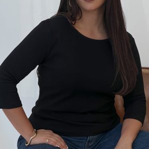 Elaia 3/4 Sleeve Top Black Curve