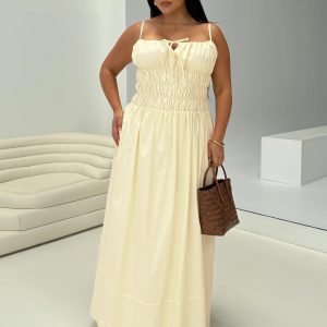 Loralei Shirred Maxi Dress Yellow Curve