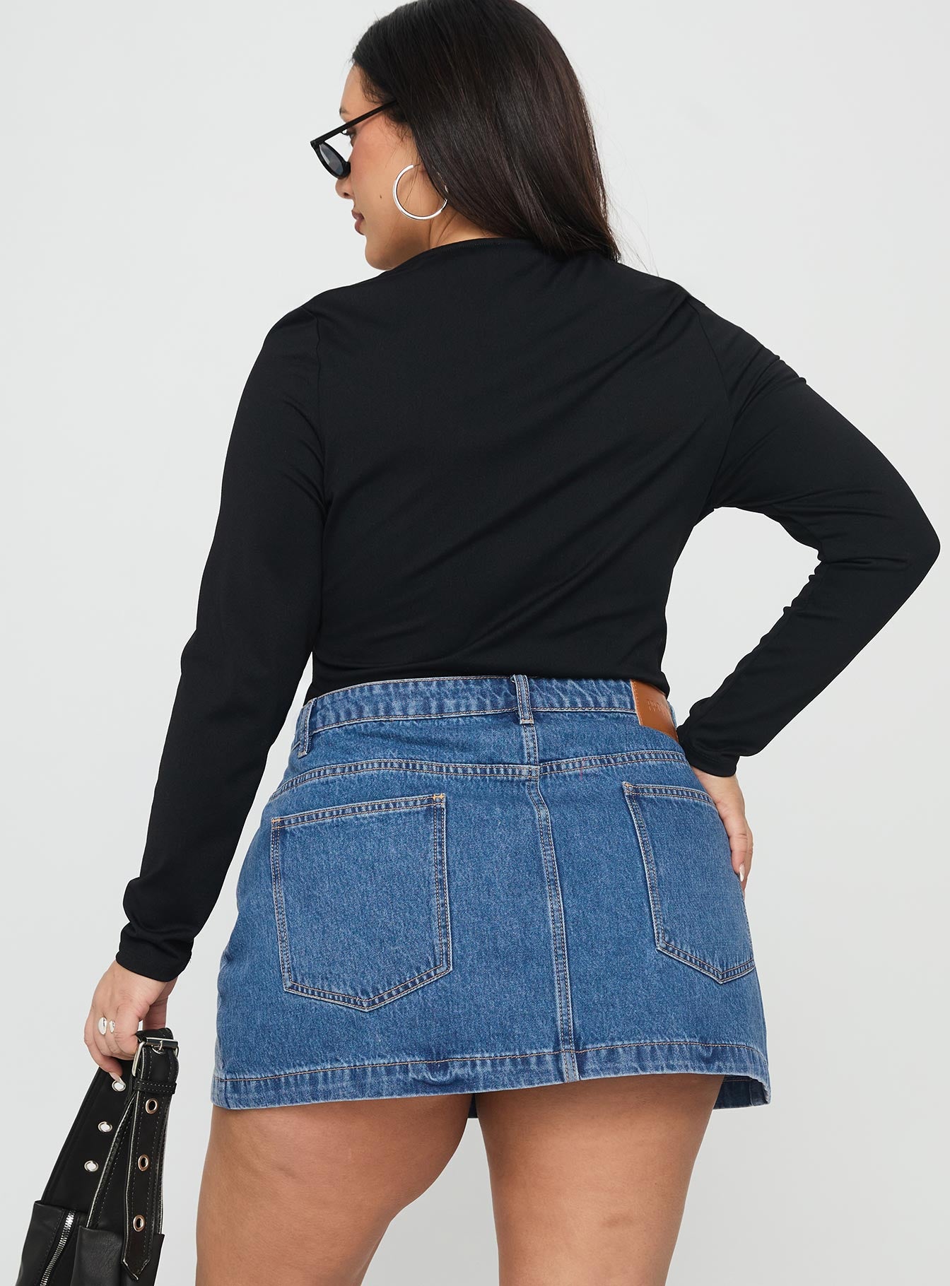 Fossils Denim Mini Skirt Blue Curve - Image 4