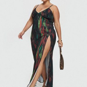 Feather Maxi Dress Multi Curve