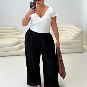 Louis Linen Blend Pants Black Curve