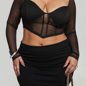 Karley Low Waist Mini Skirt Black Curve