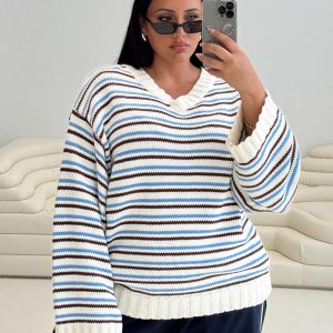 Karolyn Sweater Blue Stripe Curve