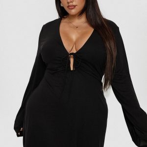 Dafnie Long Sleeve Mini Dress Black Curve
