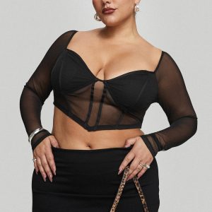 Maranta Long Sleeve Top Black Curve