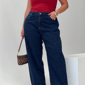 Britta Mid Rise Tapered Leg Jeans Dark Wash Curve