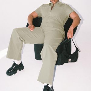 Loretta Jumpsuit Khaki Curve