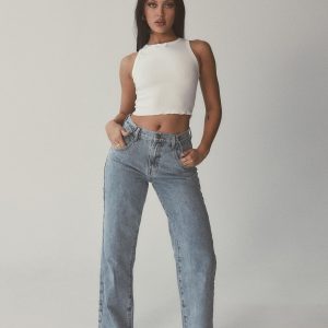 Krena Adjustable High Mid Rise Jeans Mid Wash